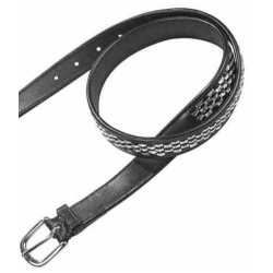 Busse riem Fashion, zwart/strass zwart/zilver, 85cm