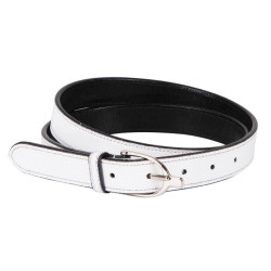 QHP leren riem Paris, wit lakleer, 95cm
