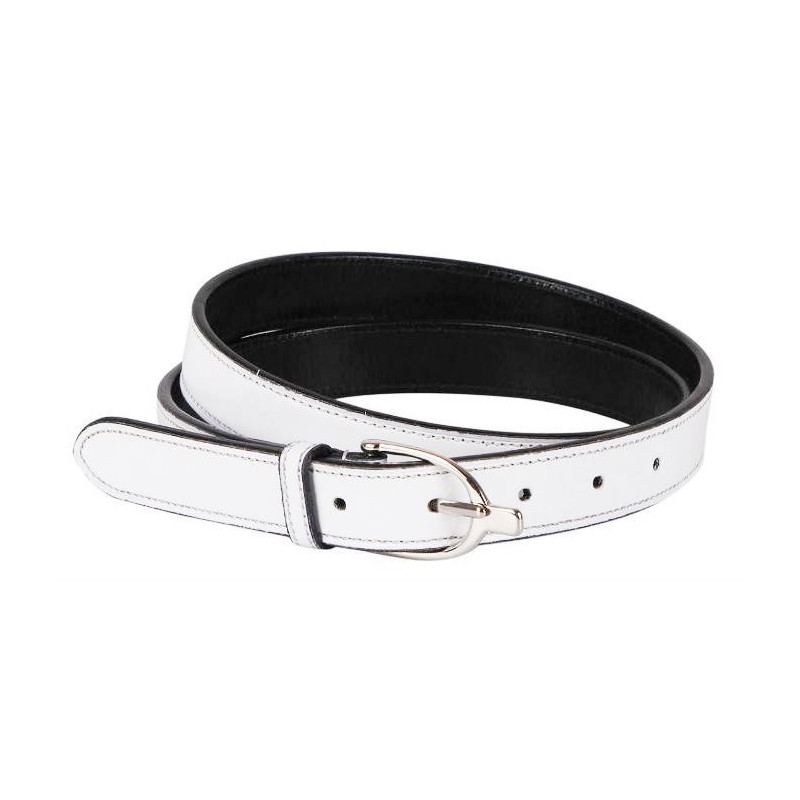 QHP leren riem Paris, wit lakleer, 95cm
