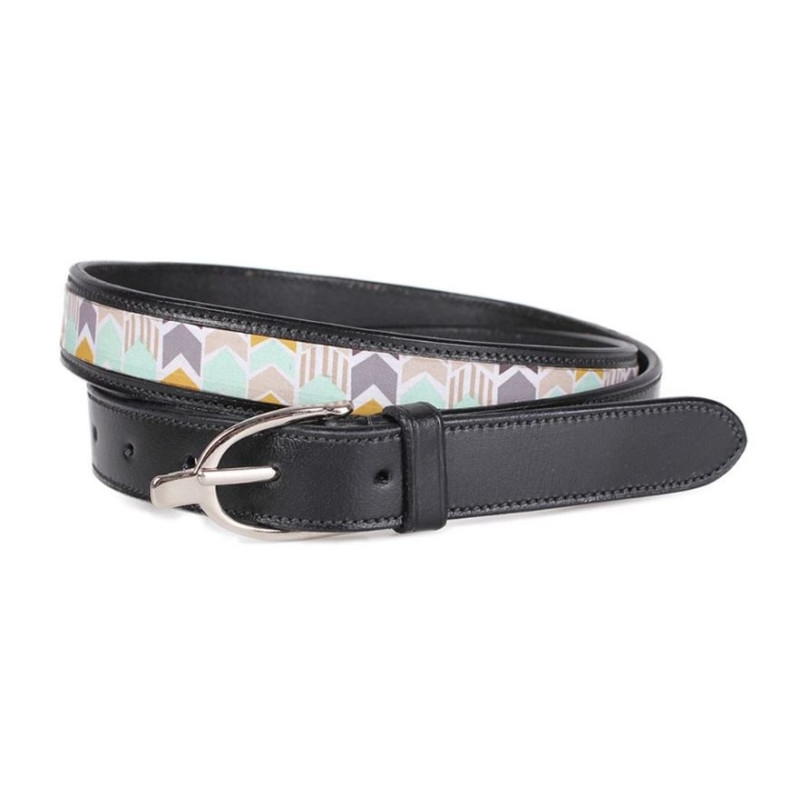 QHP leren riem Tayler, zwart/pijl design, 90cm