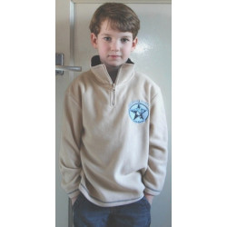 Kantrie Jongens Fleece trui met kraag en westernapplicatie, Beige