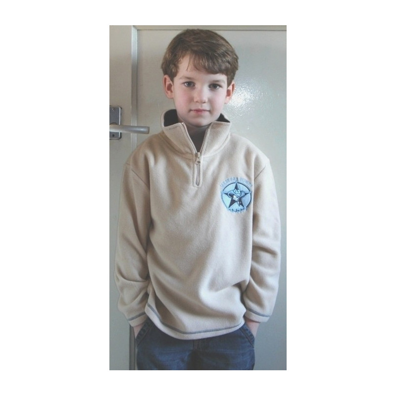 Kantrie Jongens Fleece trui met kraag en westernapplicatie, Beige