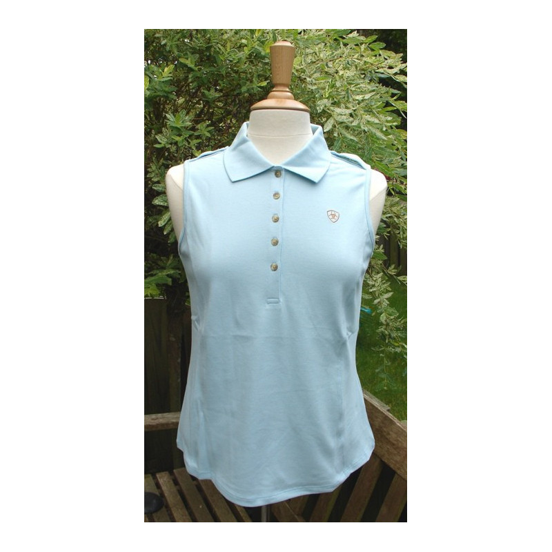 ARIAT Sleeveless Performance Polo, Aqua