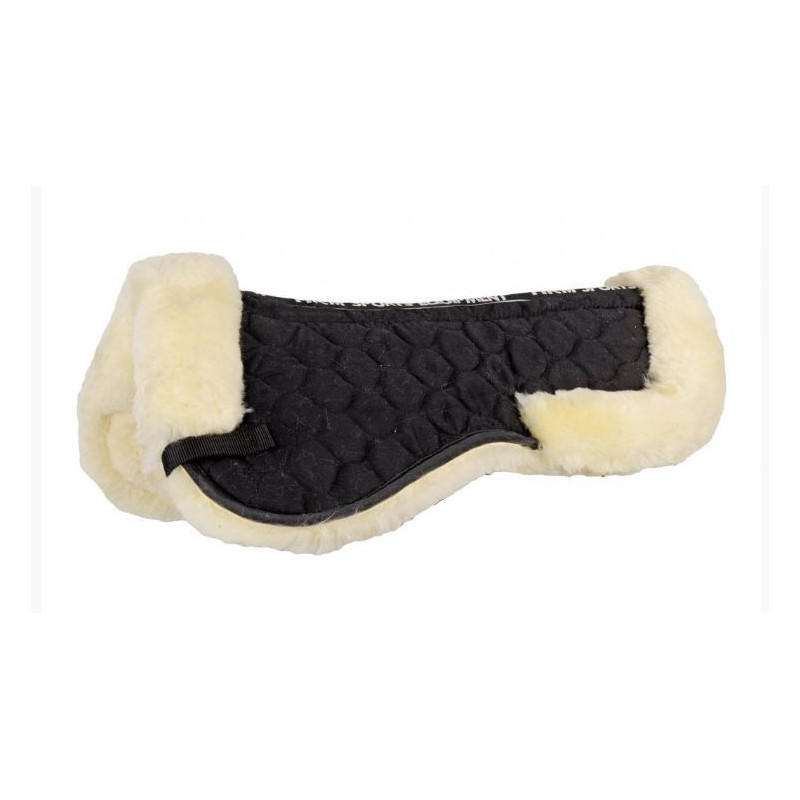 HKM zadelonderlegger van echt lamsvel, Zwart/Natuur, 58cm