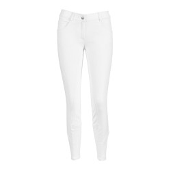 Busse Granada rijbroek met kunstleren en siliconen zitvlak, wit