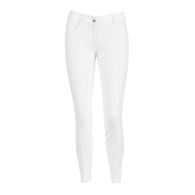 Busse Granada rijbroek met kunstleren en siliconen zitvlak, wit