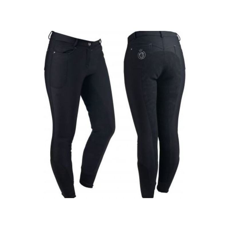 Horka softshell rijbroek Shania, kunstleren zitvlak, Zwart