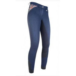 HKM Rijbroek Denim -Global Team- 3/4 Alos zitvlak