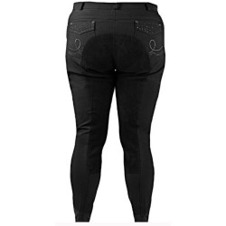 Horka Alassio Elasta rijbroek, kunstleren zitvlak, Zwart