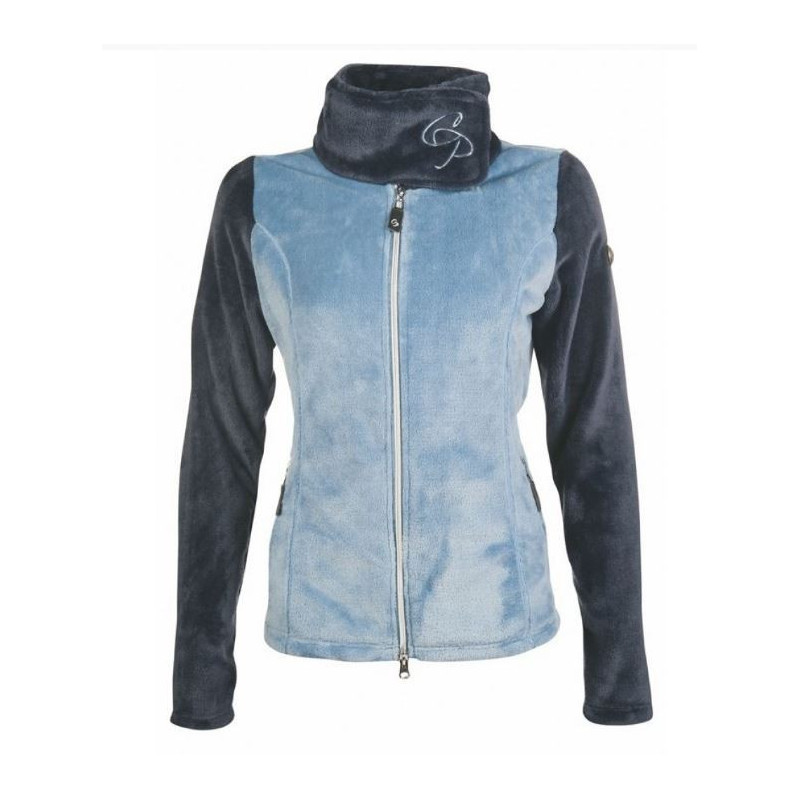 HKM fleecejas/-vest Armonia met opstaande kraag, Rookblauw