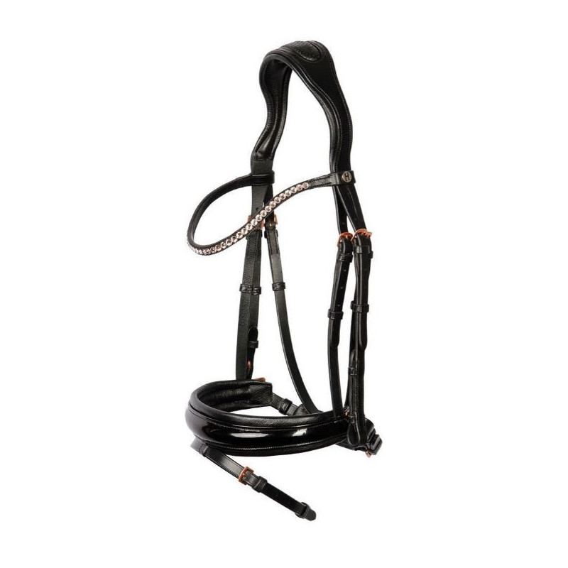 Harry's Horse hoofdstel Rosegold Lacque II, Zwart