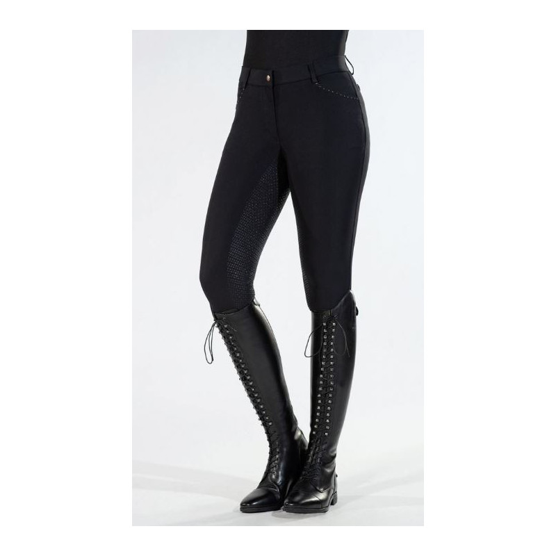 copy of HKM rijbroek Rosegold Glamour Style, siliconen full seat, Zwart