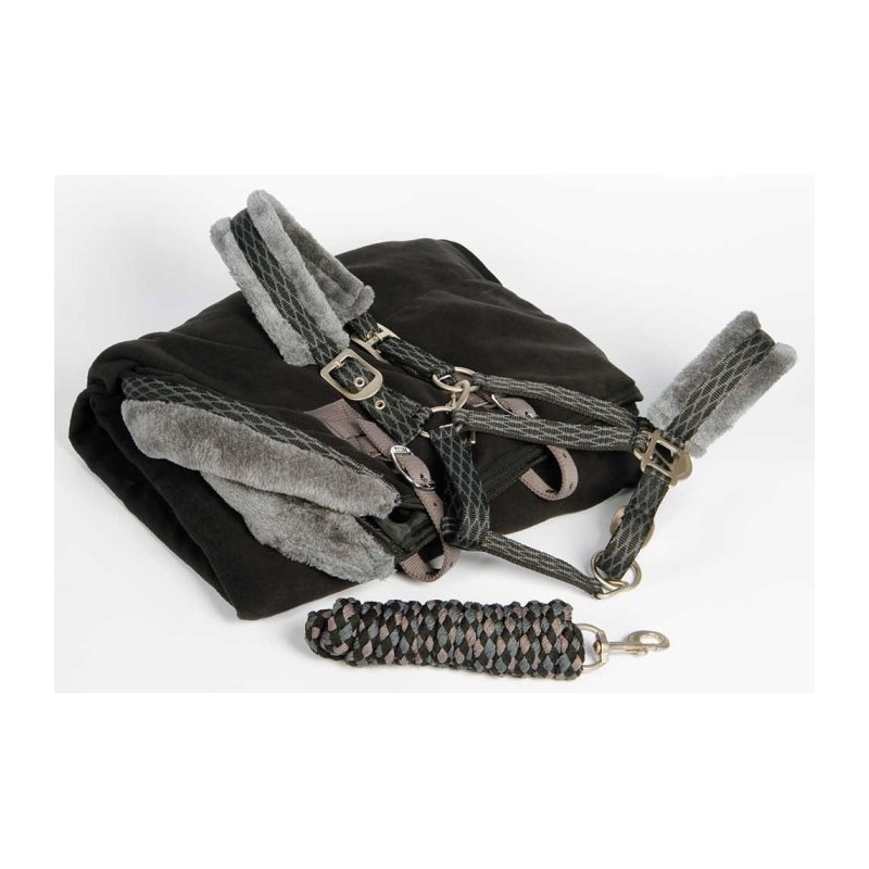 Fleecedeken Furby, set m halster+lijn, Zwart