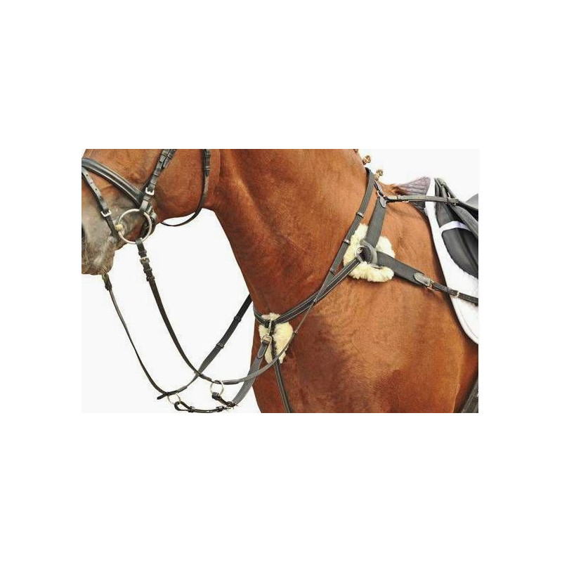 HKM Borsttuig m martingaal, onderlegd m lamsvacht, Zwart