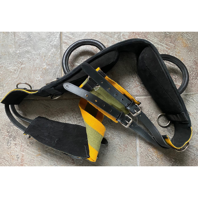 HKM longeersingel Exclusive met dubbele handgreep, oker/groen/zwart