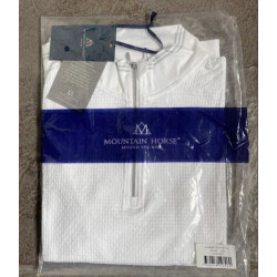 Mountain Horse Glamour Tech Top, Lange mouw, Wit/Zilver