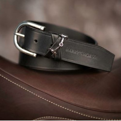 Harry's Horse Riem Bit Leder, Zwart/Zilver