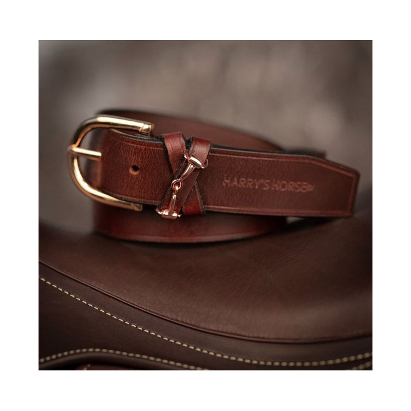 Harry's Horse Riem Bit Leder, Bruin/Rosegold