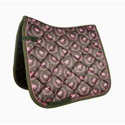 HKM Zadeldek Classic Polo Allover, Olijfgroen/roze