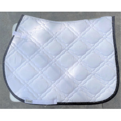 Kavalkade Zadeldek M Luxe Stepping, Wit m donkerblauw/gouden bies