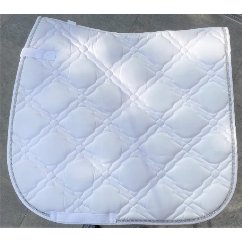 Kavalkade Zadeldek Met Luxe Stepping, Wit Met Zilveren Koordje