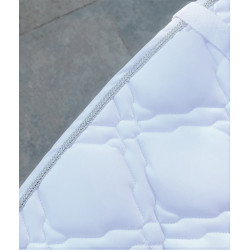 Kavalkade Zadeldek Met Luxe Stepping, Wit Met Zilveren Koordje