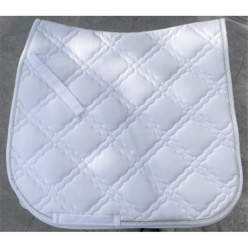 Kavalkade Zadeldek Met Luxe Stepping, Wit Met Zilveren Koordje (2)