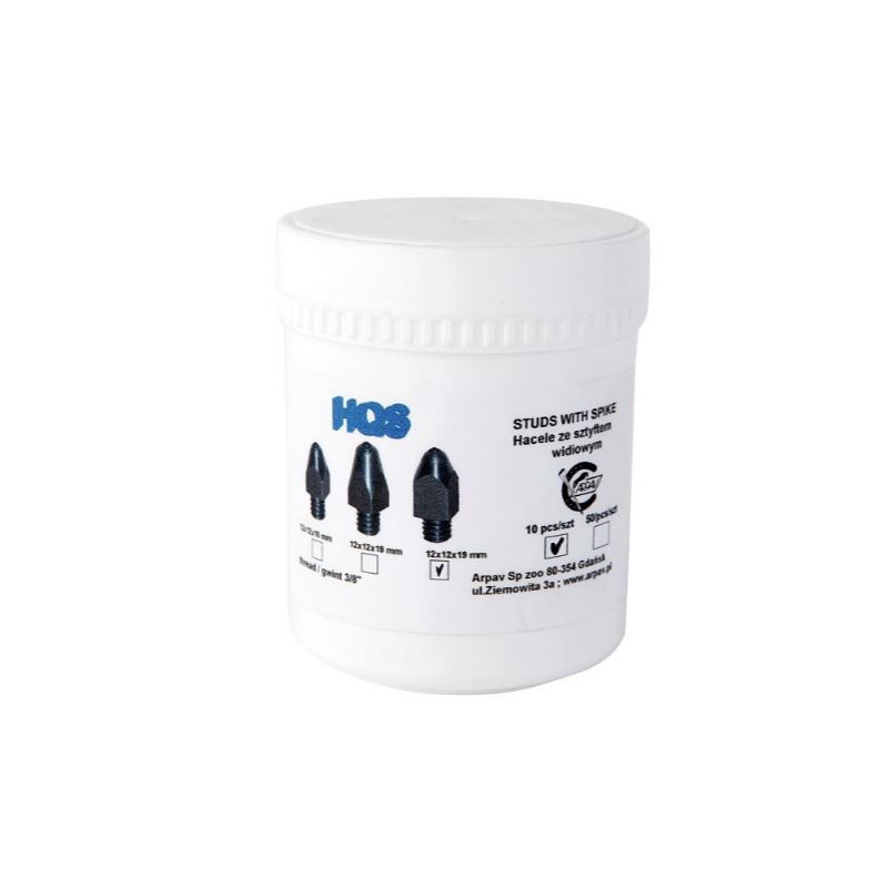 HQS 12x12x19mm kalkoenen met punt 709, vierkante kop, schroefdraad 3/8"