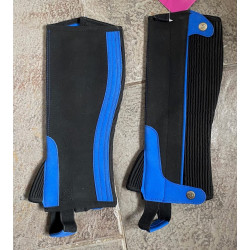 QHP Chaps Suede, Zwart-Kobaltblauw