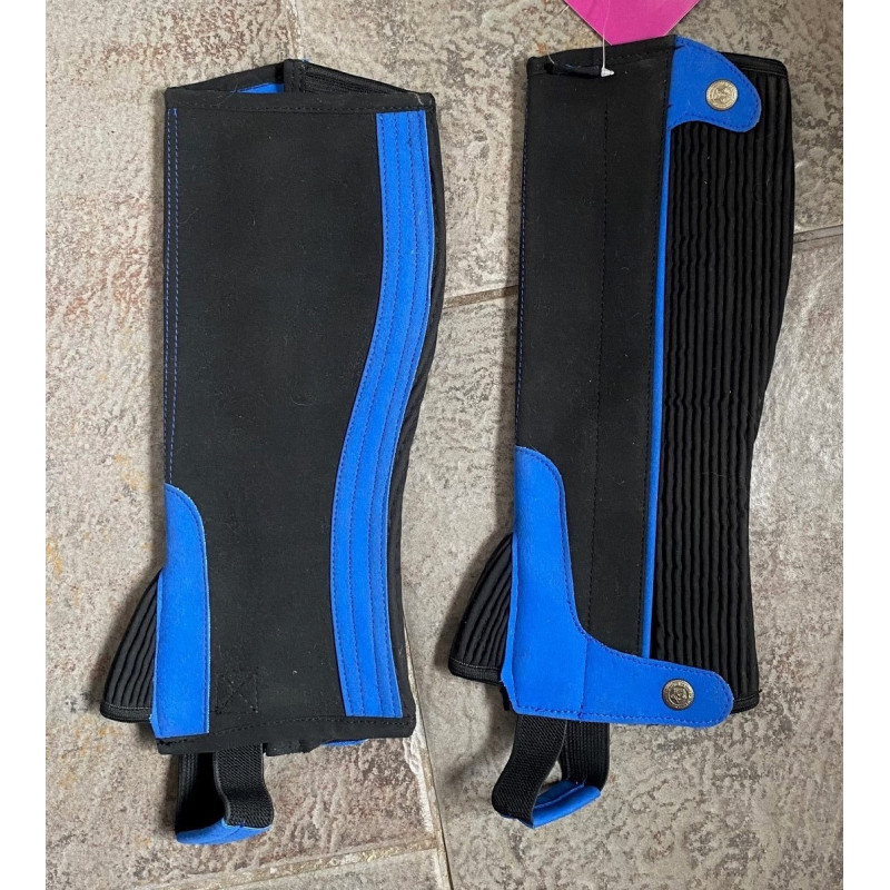 QHP Chaps Suede, Zwart-Kobaltblauw