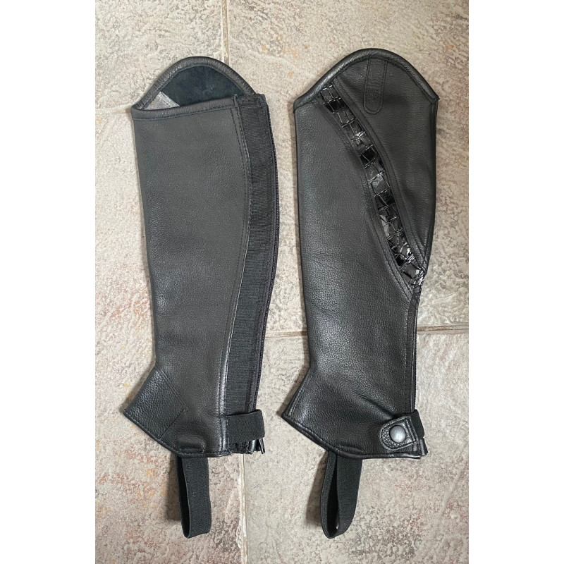 Rider Pro leren chaps met croco inzet, Zwart