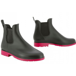 Equitheme PVC jodhpurs, Zwart/Framboos