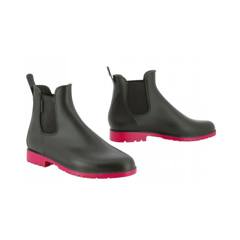 Equitheme PVC jodhpurs, Zwart/Framboos