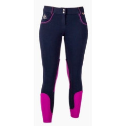 Red Horse rijbroek Selena, donkerblauw/roze
