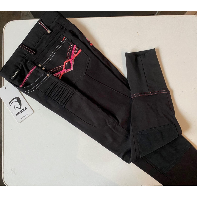 Horka Jr. rijbroek Lyon Elastico, Zwart