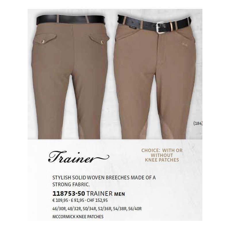 Horka herenrijbroek Trainer, kunstl. kniestuk, Walnut