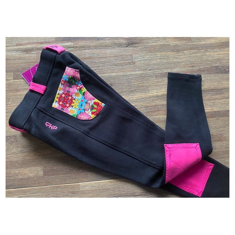 QHP Junior rijbroek Flower Power, Zwart