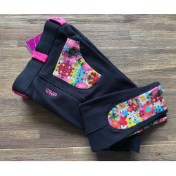 QHP Junior rijbroek Flower Power, Zwart