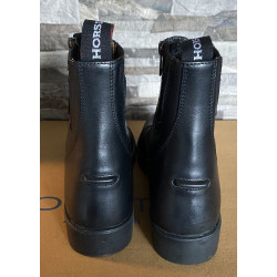 Horse Nest leren jodhpurs met dubbele rits en elast. veter, Zwart