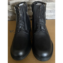 Horse Nest Leren Jodhpurs Met Rits Schuin Voor En Elast. Veter 9071-RHZ, Zwart