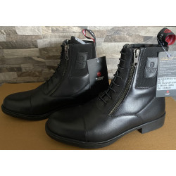 Horse Nest Leren Jodhpur M Dubbele Rits En Elast. Veter 9061-RHZ, Zwart