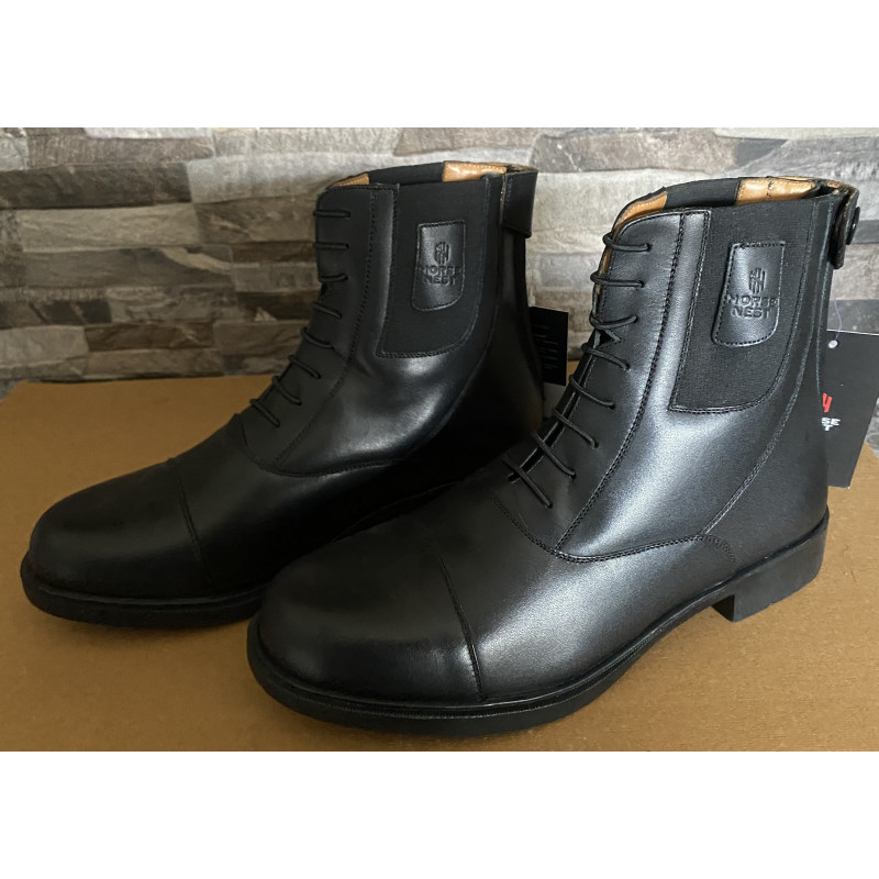 Horse Nest Leren Jodhpur M Elast. Veter en rits achter, 9068-RHZ, Zwart