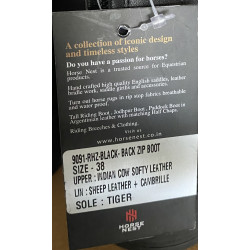 Horse Nest leren jodhpurs met rits achter 9091-RHZ, Zwart