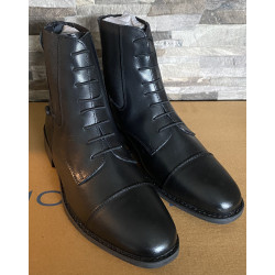 Leren jodhpurs met rits achter en elastische veter voor, Zwart