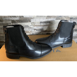 Leren jodhpurs met rits achter en elastische veter voor, Zwart