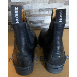 Horse Nest soepele leren jodhpurs, Instapper, Zwart