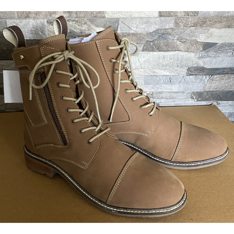 Nubuck leren jodhpur m schuine rits en vetersluiting, 1154, Tan