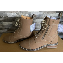 Nubuck leren jodhpur m schuine rits en vetersluiting, 1154, Tan