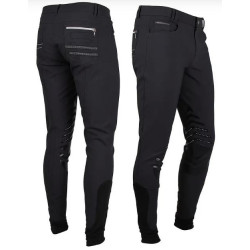 QHP herenrijbroek Dave, siliconen knie, Antraciet Grijs