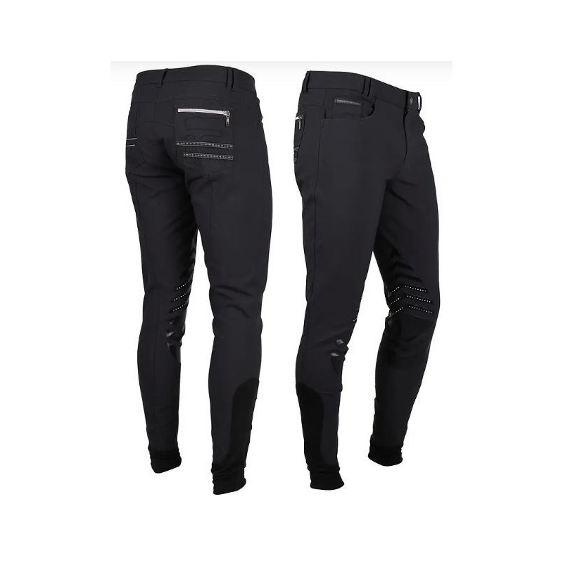 QHP herenrijbroek Dave, siliconen knie, Antraciet Grijs